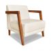 Kit 02 Poltronas Decorativa Natália Linho Bege Base em Madeira Castanho - Pallazio