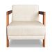 Kit 02 Poltronas Decorativa Natália Linho Bege Base em Madeira Castanho - Pallazio