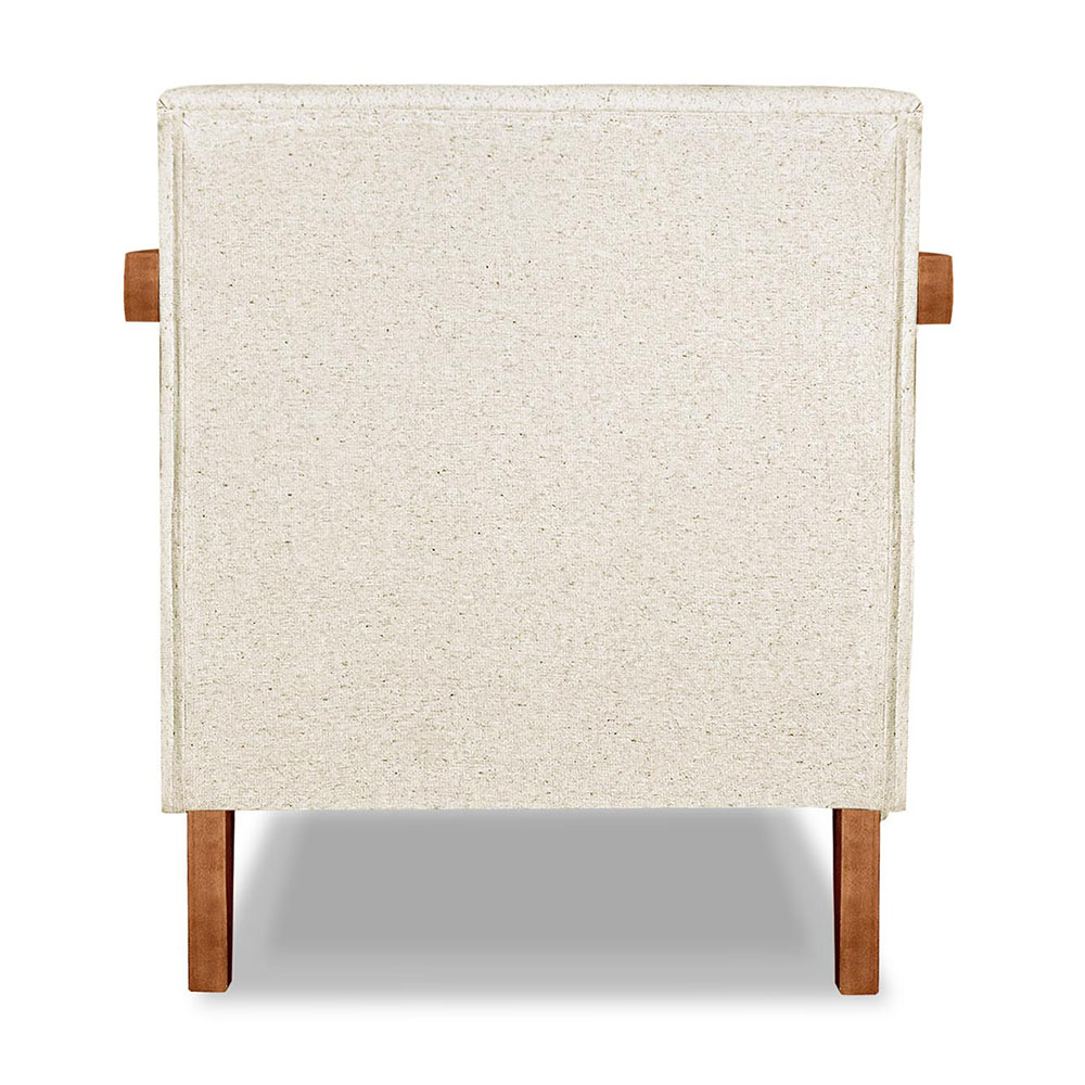 Kit 02 Poltronas Decorativa Natália Linho Bege Base em Madeira Castanho - Pallazio