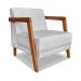 Kit 02 Poltronas Decorativa Natália Linho Cinza Base em Madeira Castanho - Pallazio