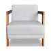 Kit 02 Poltronas Decorativa Natália Linho Cinza Base em Madeira Castanho - Pallazio