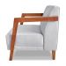 Kit 02 Poltronas Decorativa Natália Linho Cinza Base em Madeira Castanho - Pallazio