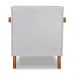 Kit 02 Poltronas Decorativa Natália Linho Cinza Base em Madeira Castanho - Pallazio