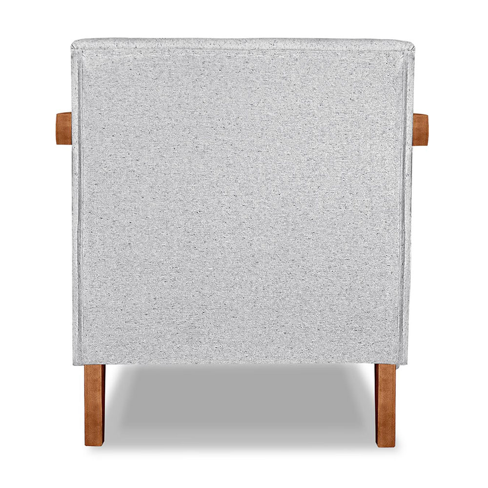 Kit 02 Poltronas Decorativa Natália Linho Cinza Base em Madeira Castanho - Pallazio