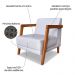 Kit 02 Poltronas Decorativa Natália Linho Cinza Base em Madeira Castanho - Pallazio