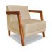 Kit 02 Poltronas Decorativa Natália Linho Dourado Base em Madeira Castanho - Pallazio