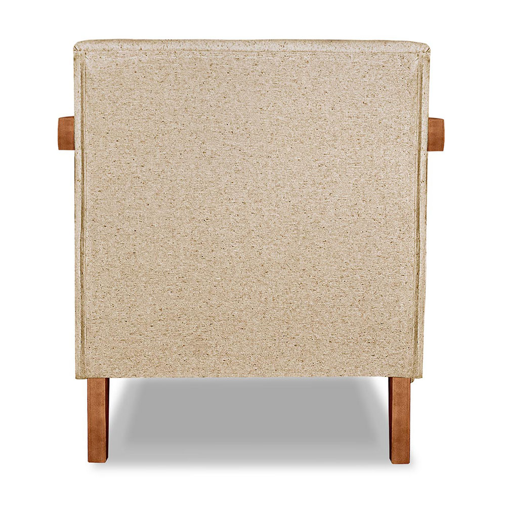 Kit 02 Poltronas Decorativa Natália Linho Dourado Base em Madeira Castanho - Pallazio