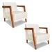 Kit 02 Poltronas Decorativa Natália Linho Natural Base em Madeira Castanho - Pallazio