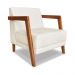 Kit 02 Poltronas Decorativa Natália Linho Natural Base em Madeira Castanho - Pallazio
