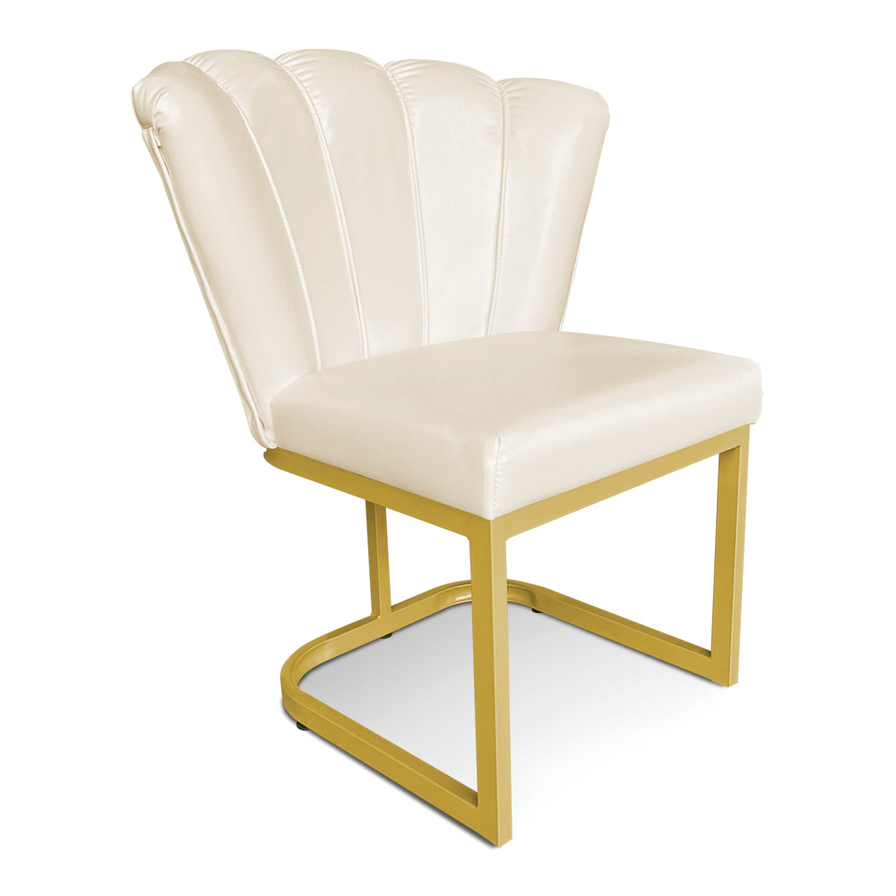 Kit 02 Poltronas Flor Corano Base Metálica Industrial Dourado - Pallazio