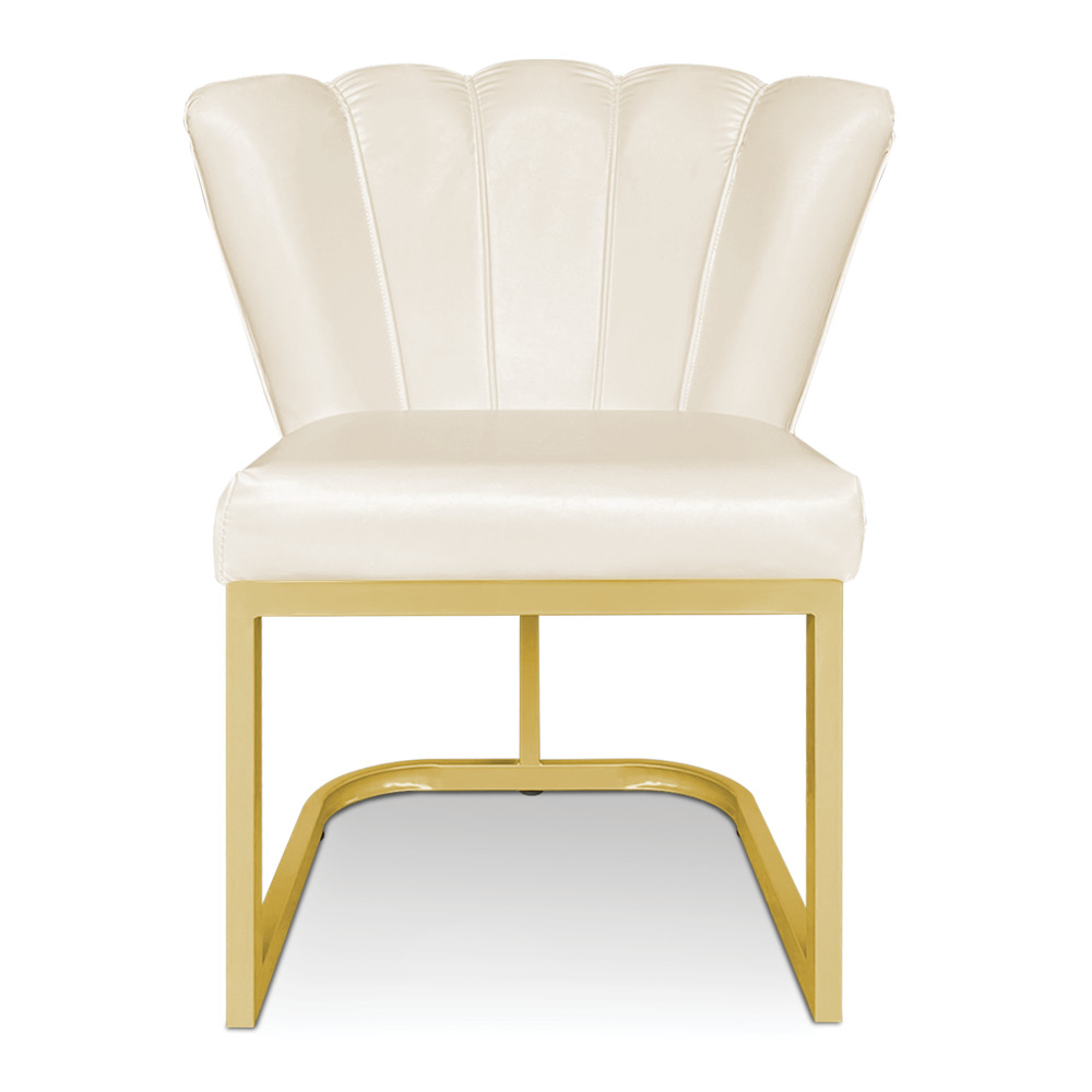 Kit 02 Poltronas Flor Corano Base Metálica Industrial Dourado - Pallazio