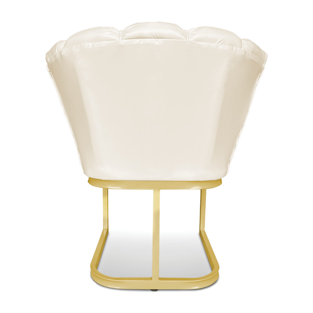 Kit 02 Poltronas Flor Corano Base Metálica Industrial Dourado - Pallazio