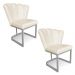 Kit 02 Poltronas Flor Corano Bege Base Metálica Industrial Prata - Pallazio