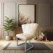 Kit 02 Poltronas Flor Corano Bege Base Metálica Industrial Prata - Pallazio