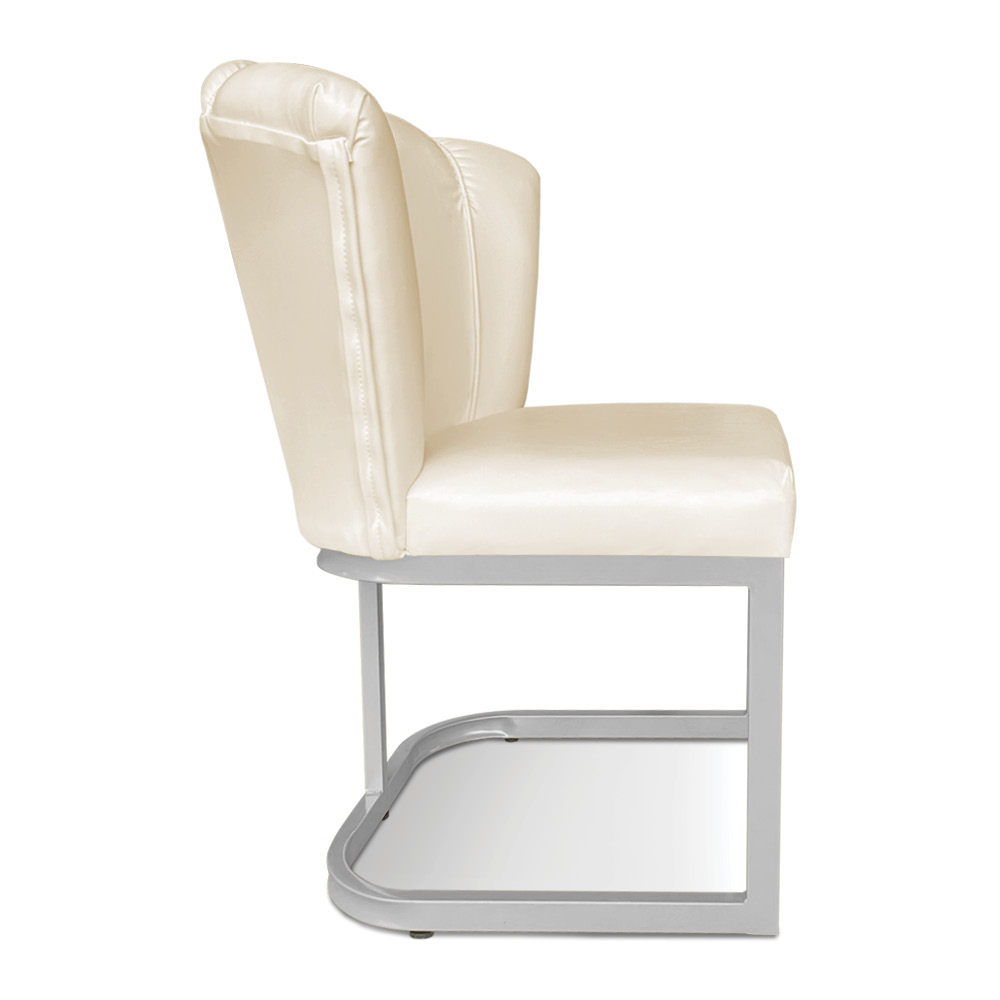 Kit 02 Poltronas Flor Corano Bege Base Metálica Industrial Prata - Pallazio
