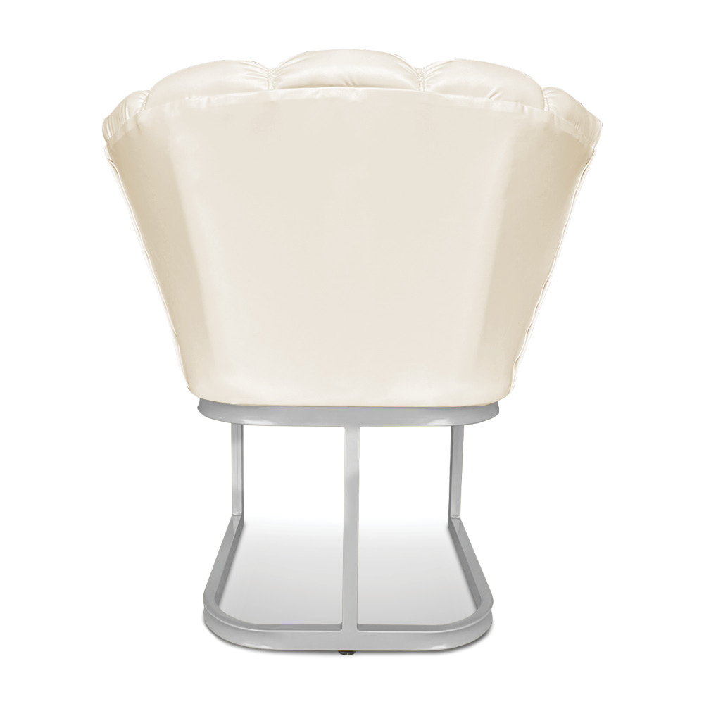 Kit 02 Poltronas Flor Corano Bege Base Metálica Industrial Prata - Pallazio