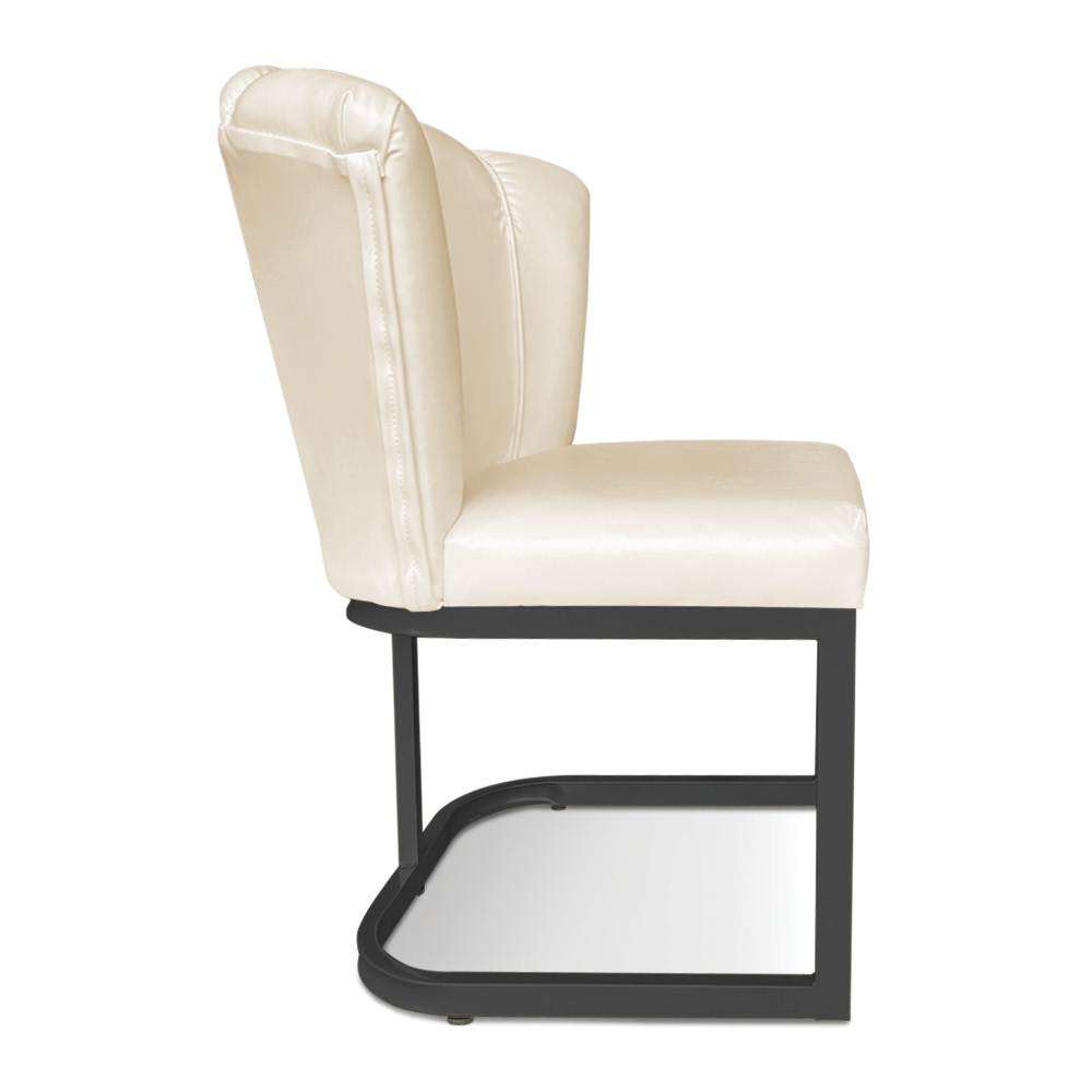 Kit 02 Poltronas Flor Corano Bege Base Metálica Industrial Preto - Pallazio
