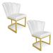 Kit 02 Poltronas Flor Corano Branco Base Metálica Industrial Dourado - Pallazio