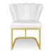 Kit 02 Poltronas Flor Corano Branco Base Metálica Industrial Dourado - Pallazio