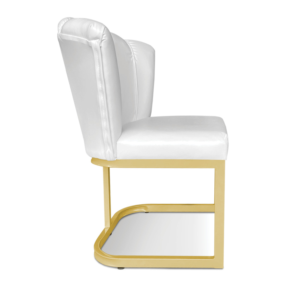 Kit 02 Poltronas Flor Corano Branco Base Metálica Industrial Dourado - Pallazio