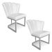 Kit 02 Poltronas Flor Corano Branco Base Metálica Industrial Prata - Pallazio