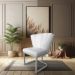 Kit 02 Poltronas Flor Corano Branco Base Metálica Industrial Prata - Pallazio