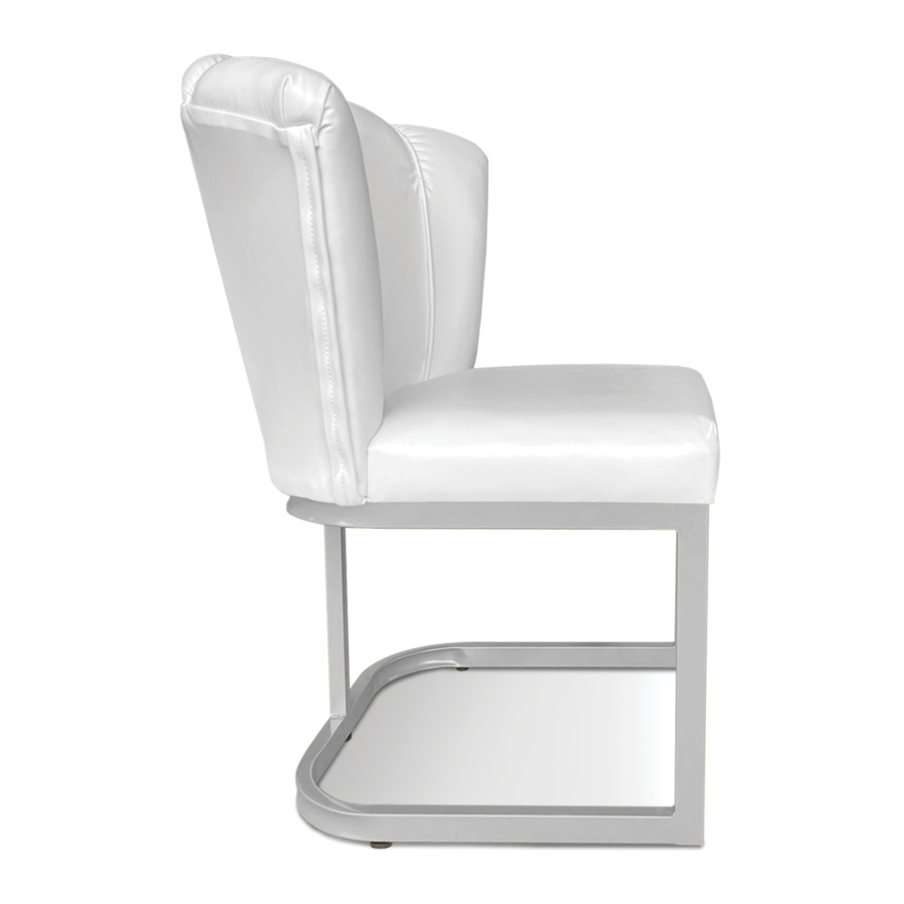 Kit 02 Poltronas Flor Corano Branco Base Metálica Industrial Prata - Pallazio
