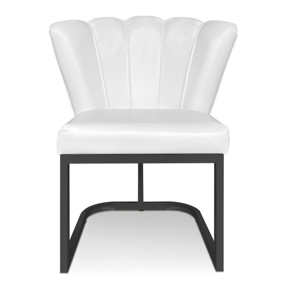Kit 02 Poltronas Flor Corano Branco Base Metálica Industrial Preto - Pallazio
