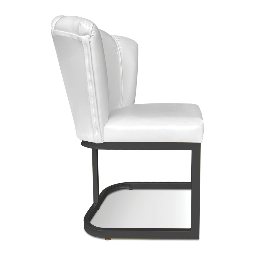 Kit 02 Poltronas Flor Corano Branco Base Metálica Industrial Preto - Pallazio