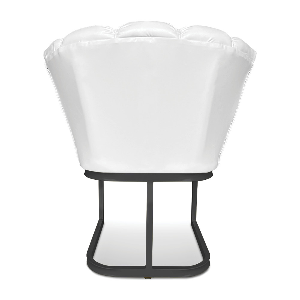 Kit 02 Poltronas Flor Corano Branco Base Metálica Industrial Preto - Pallazio