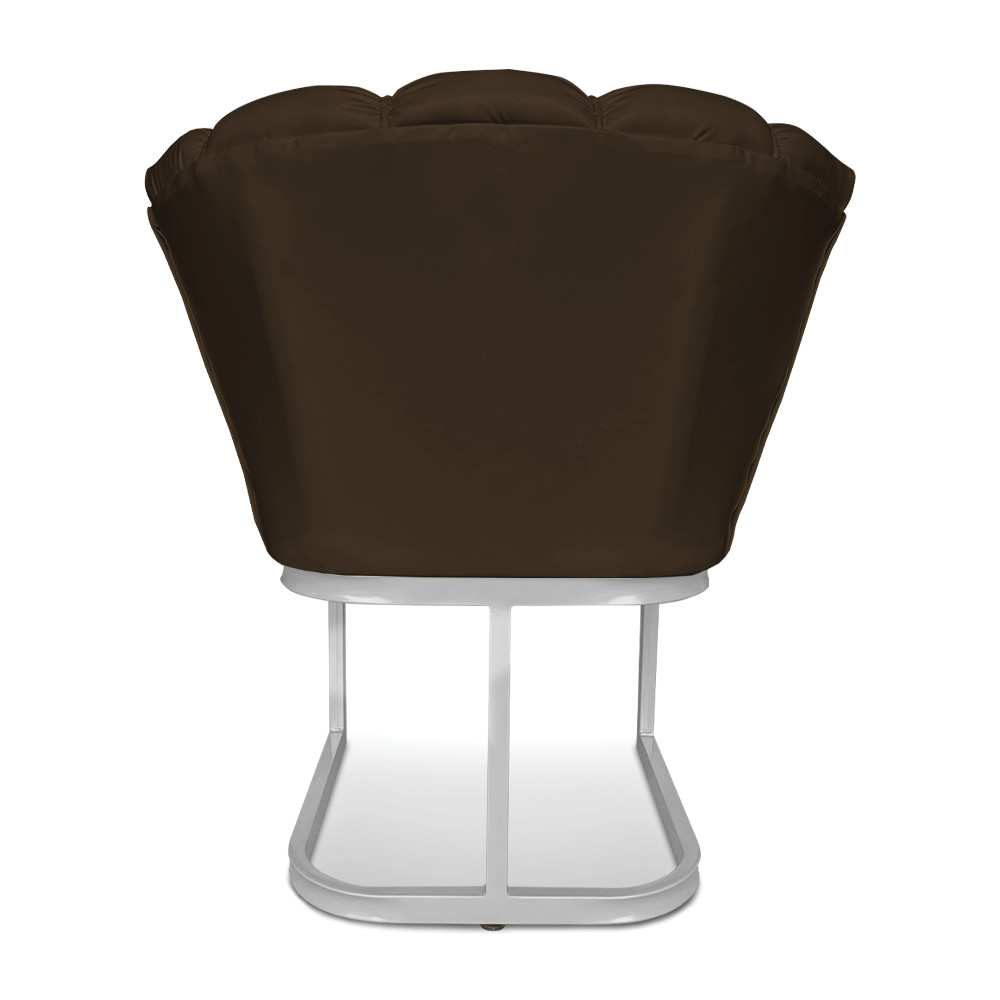 Kit 02 Poltronas Flor Corano Marrom Base Metálica Industrial Prata - Pallazio
