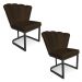 Kit 02 Poltronas Flor Corano Marrom Base Metálica Industrial Preto - Pallazio