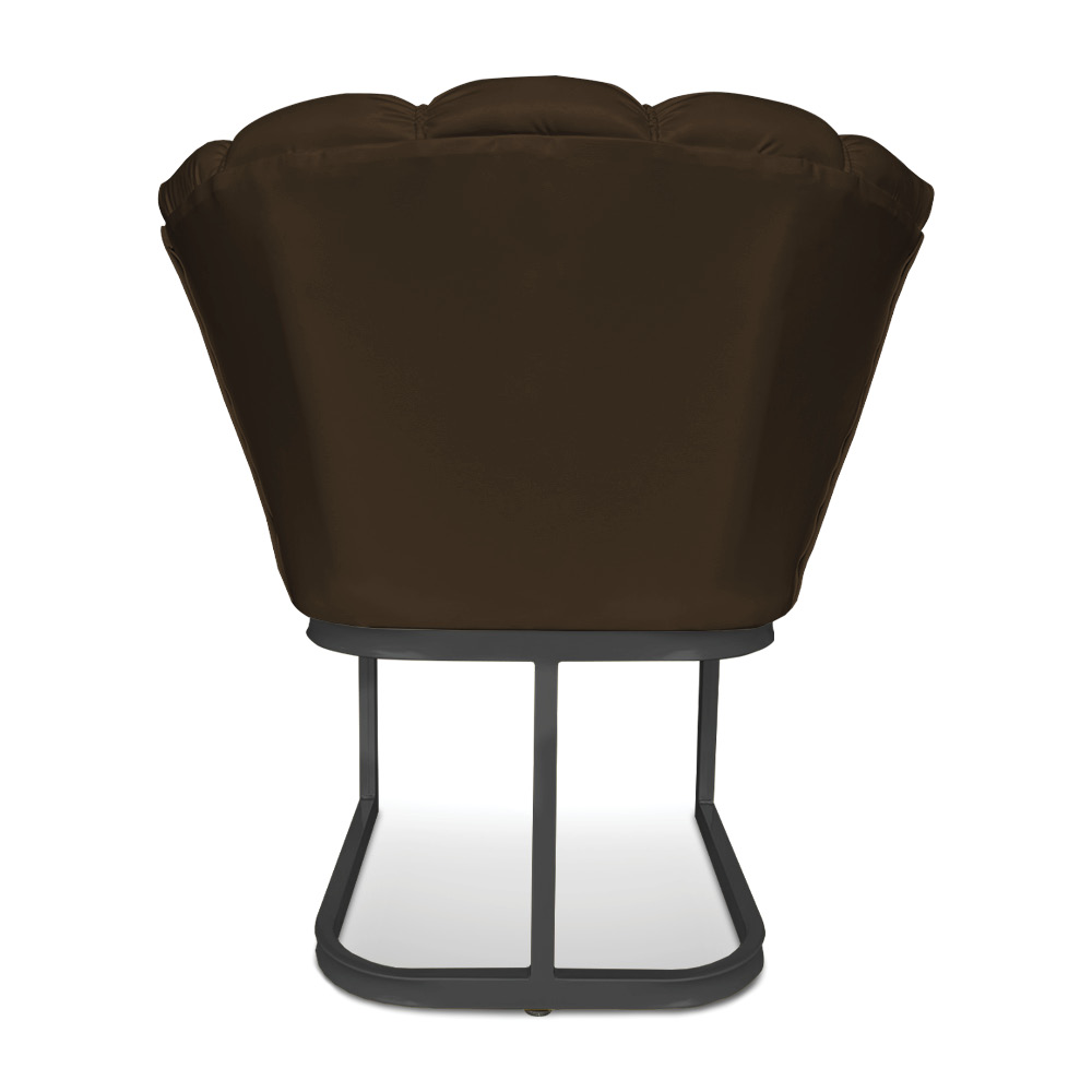 Kit 02 Poltronas Flor Corano Marrom Base Metálica Industrial Preto - Pallazio