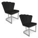 Kit 02 Poltronas Flor Corano Preto Base Metálica Industrial Prata - Pallazio