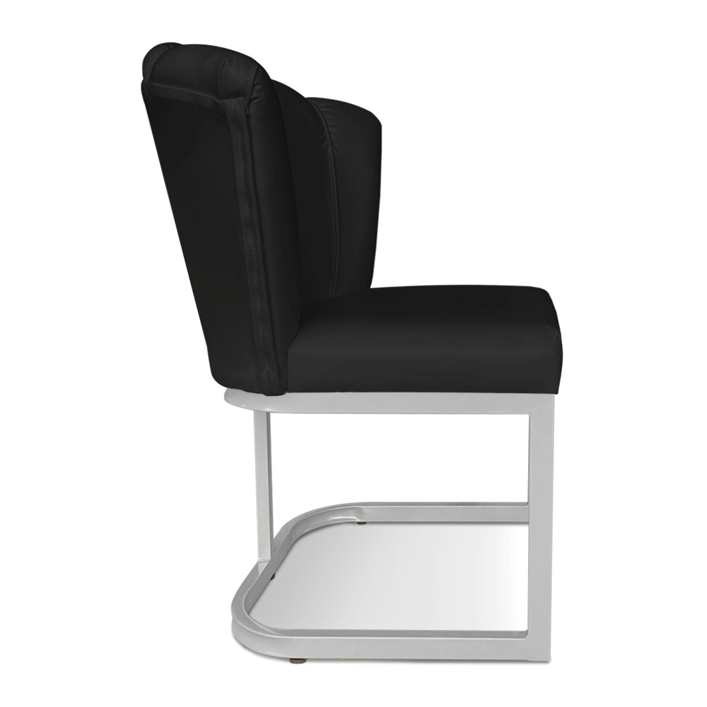 Kit 02 Poltronas Flor Corano Preto Base Metálica Industrial Prata - Pallazio