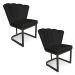 Kit 02 Poltronas Flor Corano Preto Base Metálica Industrial Preto - Pallazio