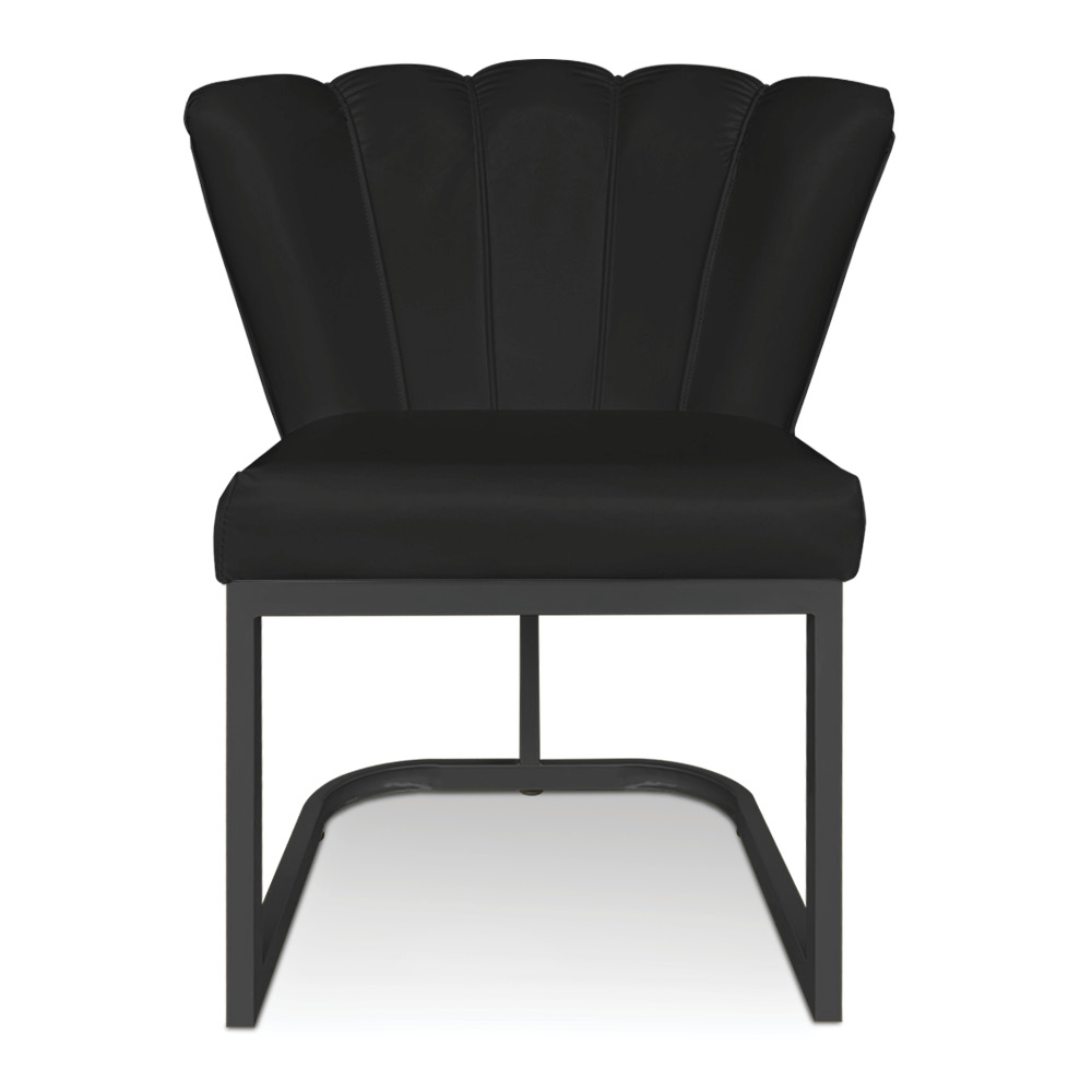 Kit 02 Poltronas Flor Corano Preto Base Metálica Industrial Preto - Pallazio