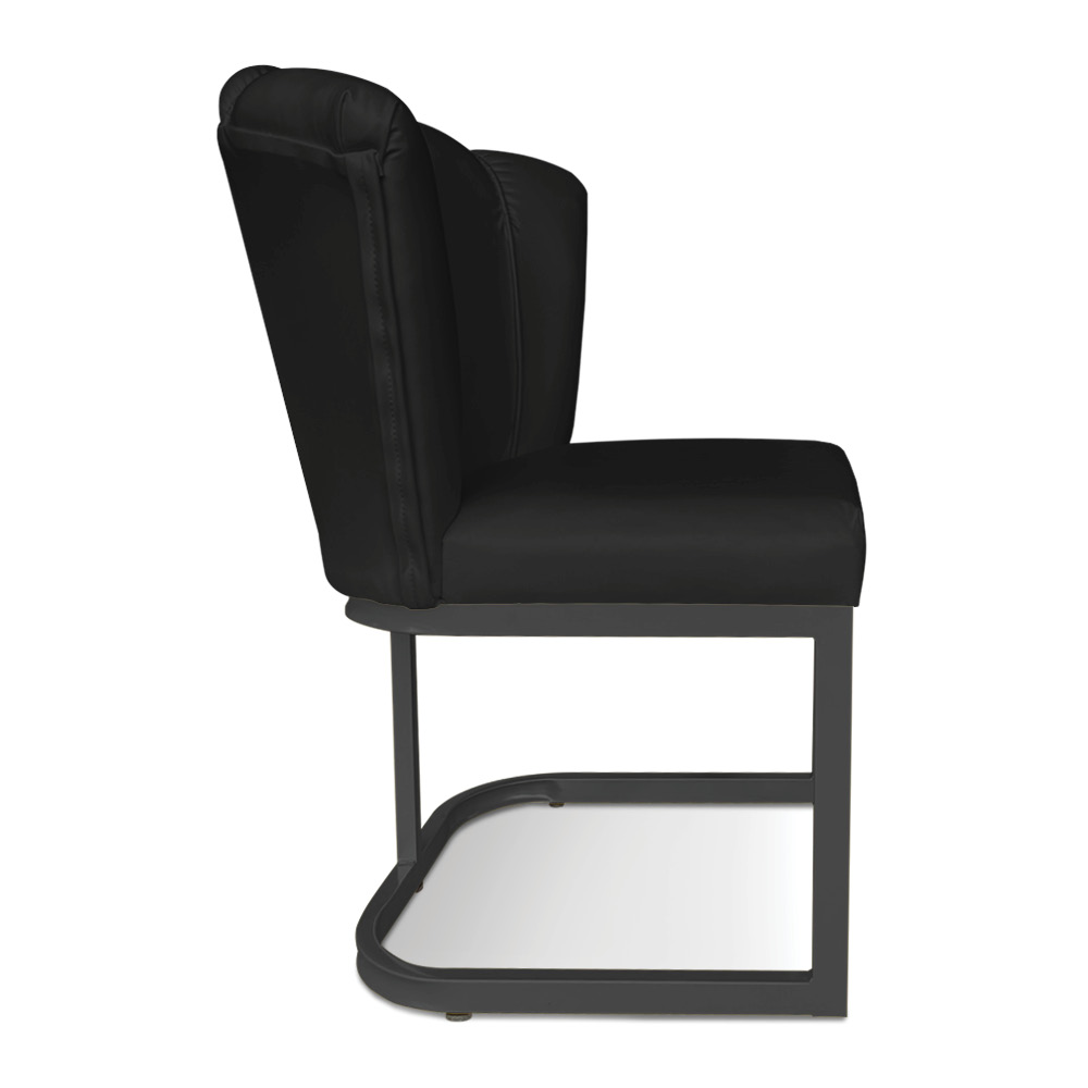 Kit 02 Poltronas Flor Corano Preto Base Metálica Industrial Preto - Pallazio