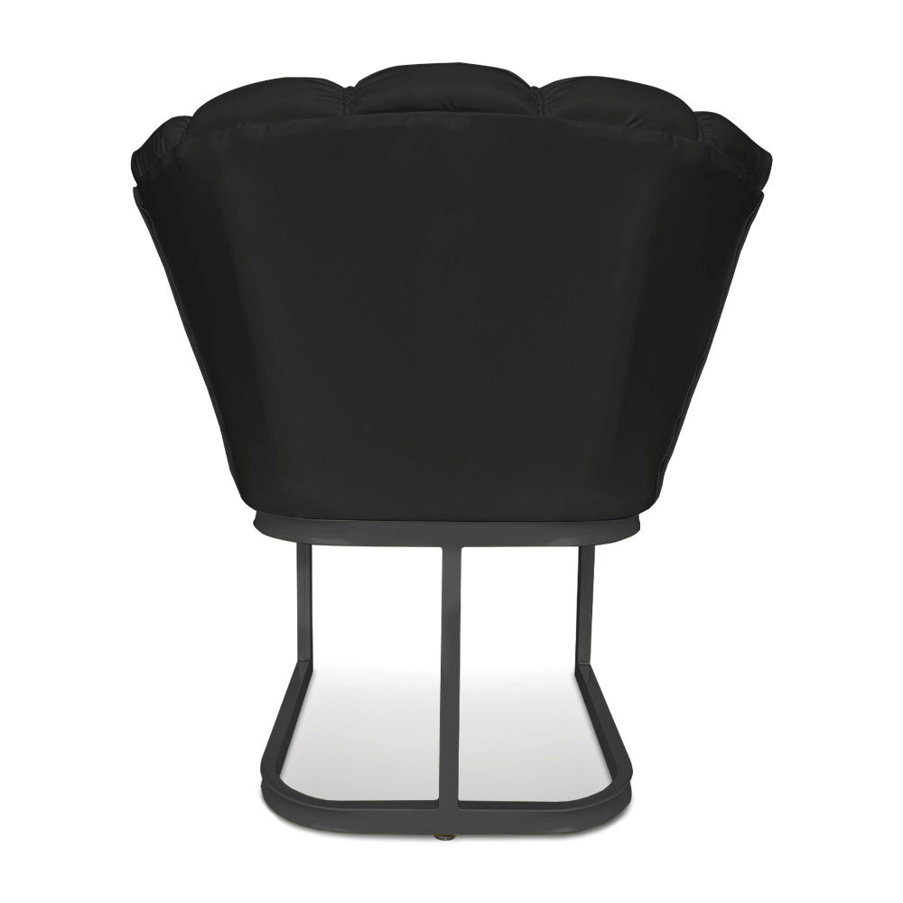 Kit 02 Poltronas Flor Corano Preto Base Metálica Industrial Preto - Pallazio