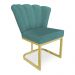 Kit 02 Poltronas Flor Veludo Azul Turquesa Base Metálica Industrial Dourado - Pallazio