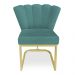 Kit 02 Poltronas Flor Veludo Azul Turquesa Base Metálica Industrial Dourado - Pallazio