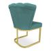 Kit 02 Poltronas Flor Veludo Azul Turquesa Base Metálica Industrial Dourado - Pallazio