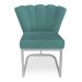 Kit 02 Poltronas Flor Veludo Azul Turquesa Base Metálica Industrial Prata - Pallazio