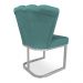 Kit 02 Poltronas Flor Veludo Azul Turquesa Base Metálica Industrial Prata - Pallazio