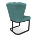 Kit 02 Poltronas Flor Veludo Azul Turquesa Base Metálica Industrial Preto - Pallazio
