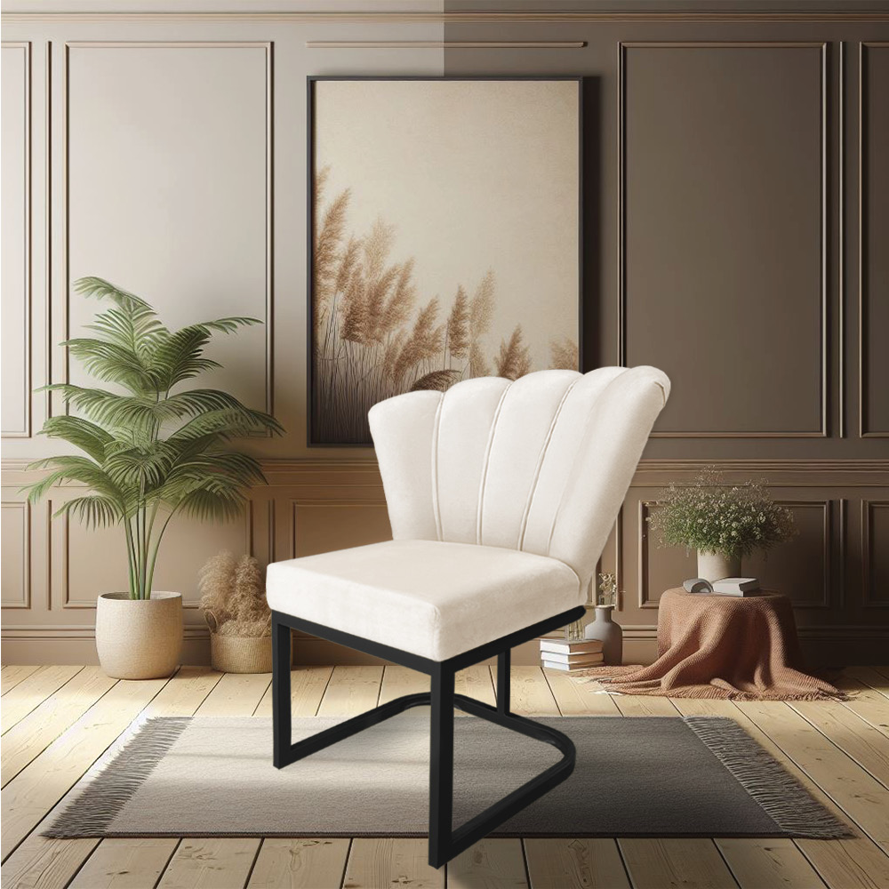 Kit 02 Poltronas Flor Veludo Base Metálica Industrial Preto - Pallazio