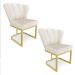 Kit 02 Poltronas Flor Veludo Bege Base Metálica Industrial Dourado - Pallazio