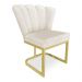 Kit 02 Poltronas Flor Veludo Bege Base Metálica Industrial Dourado - Pallazio