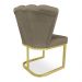 Kit 02 Poltronas Flor Veludo Capuccino Base Metálica Industrial Dourado - Pallazio