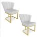 Kit 02 Poltronas Flor Veludo Cinza Base Metálica Industrial Dourado - Pallazio